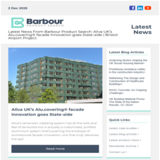 Latest News From Barbour Product Search:  Aliva UK’s Alu.covering® facade innovation goes State-side | Bristol Airport Project
